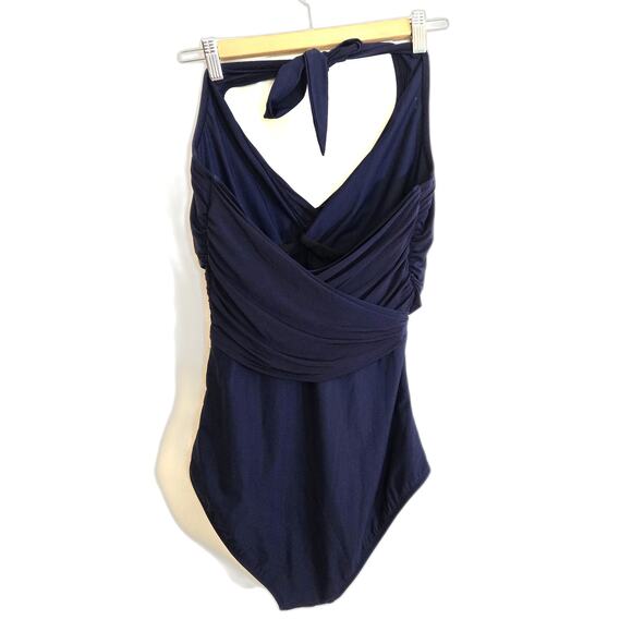 Heidi Klein Body Wrap Navy One Piece Swimsuit Size M - Picture 8 of 14